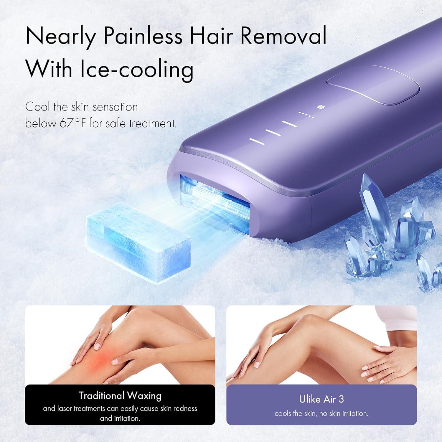 image:imageUlike Laser Hair Removal for Women and Men Air 3 IceCooling IPL Device Hair Removal for Nearly Painless amp LongLasting Results 3 Modes amp Auto Flashing for Fast Full Body Hair Removal from HomePurple
