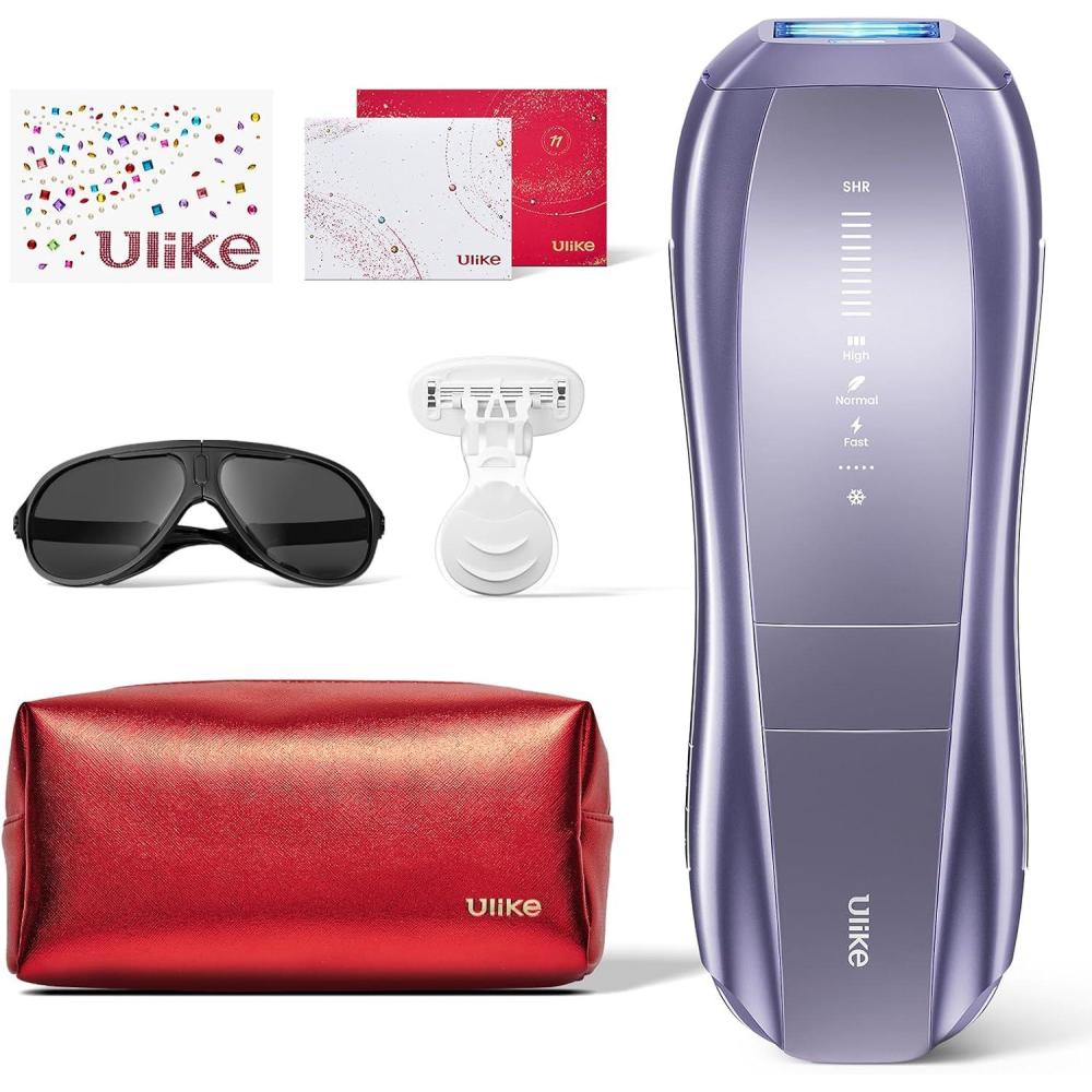 image:imageUlike Laser Hair Removal Air 10 IPL Hair Removal Device with Ice Cooling Dual Lights SHR Mode for Women amp Men Limited Holiday Set with Aloe Vera Gels Gem Stickers Christmas Cards amp Storage Bag