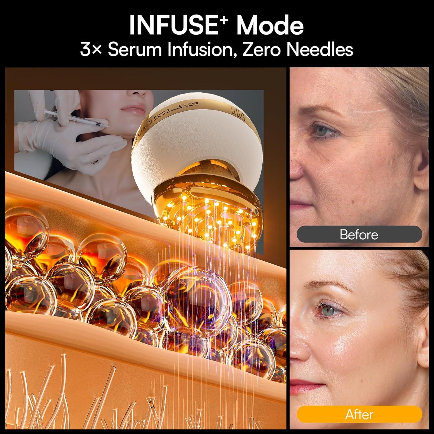 image:imageINIA SPHERA Upgraded 8in1 Microcurrent Facial Device for Face amp Neck Red Light Thermal amp Cooling Beauty Tool 5 Custom Modes atHome Skin Stimulation amp Glow Care Skincare Tool