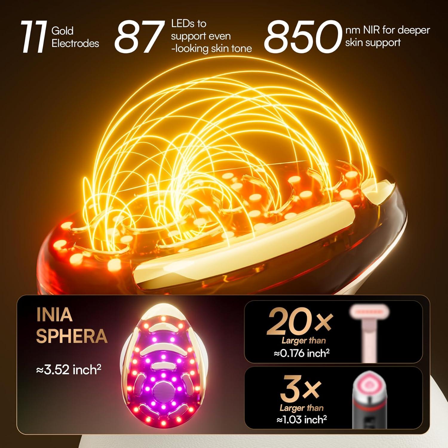 image:imageINIA SPHERA Upgraded 8in1 Microcurrent Facial Device for Face amp Neck Red Light Thermal amp Cooling Beauty Tool 5 Custom Modes atHome Skin Stimulation amp Glow Care Skincare Tool