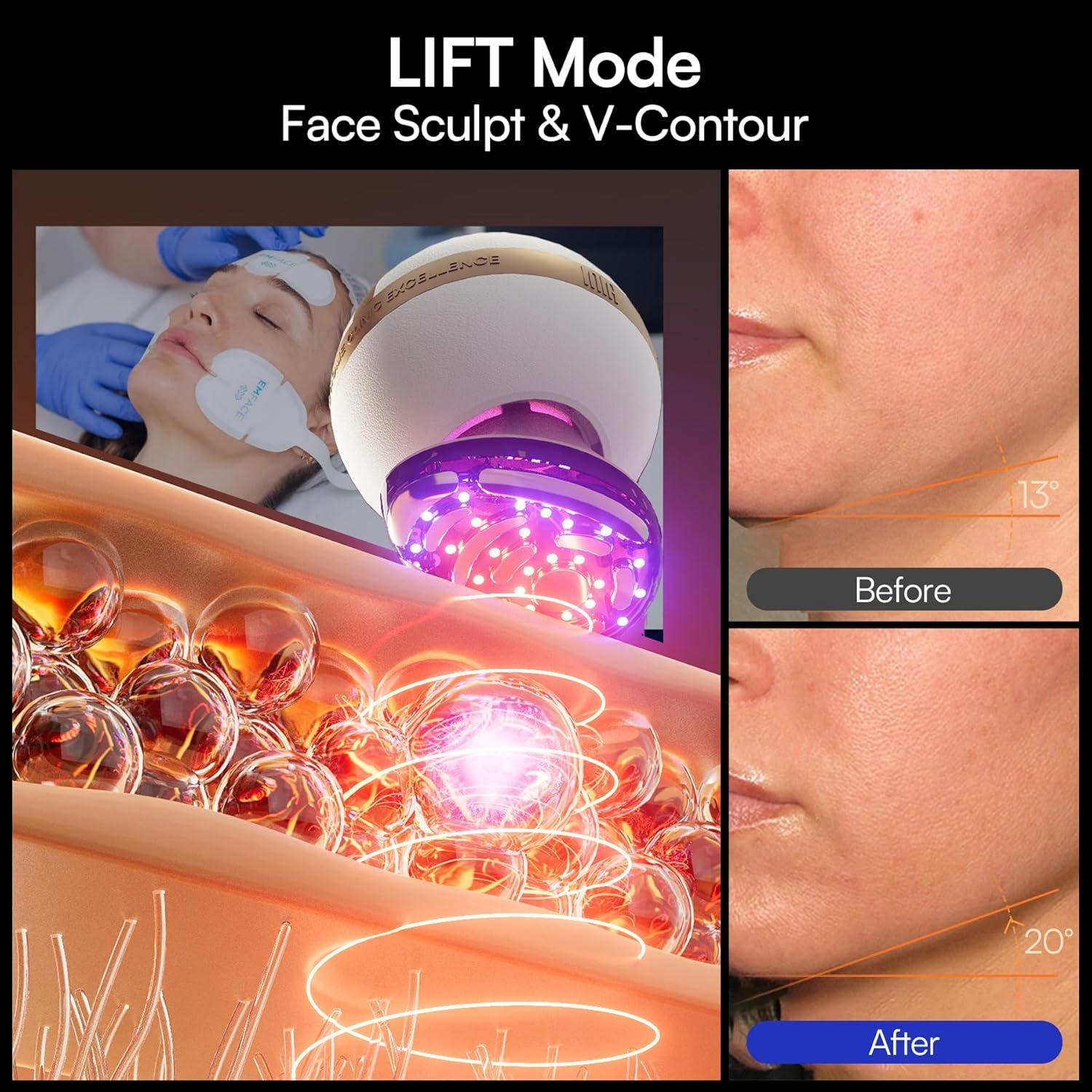 image:imageINIA SPHERA Upgraded 8in1 Microcurrent Facial Device for Face amp Neck Red Light Thermal amp Cooling Beauty Tool 5 Custom Modes atHome Skin Stimulation amp Glow Care Skincare Tool