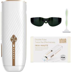 INIA Laser Hair Removal for Women and Men, IPL Hair Removal Device with Ice-Cooling, Double Effectiveness & 5 Flashes per Second for Long-Lasting and Nearly Painless Results(White)