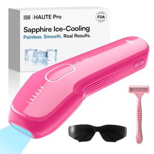 INIA Laser Hair Removal with Ice-Cooling Care for Women and Men, HAUTE Pro Painless at-Home IPL Hair Remover for Coarse Hair in Bikini and All Body Areas, Latest Generation for Effective Results(Hot Pink)