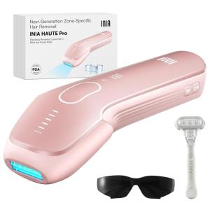 INIA Laser Hair Removal with Ice-Cooling Care for Women and Men, HAUTE Pro Painless at-Home IPL Hair Remover for Coarse Hair in Bikini and All Body Areas, Latest Generation for Effective Results(Pink)