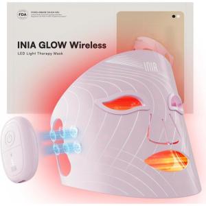 INIA Red Light Therapy Mask for Face, Glow Wireless LED Face Mask Light Therapy with Near-Infrared Red Light (NIR), Rechargeable and Ergonomic Design for Home & Travel(Pink)