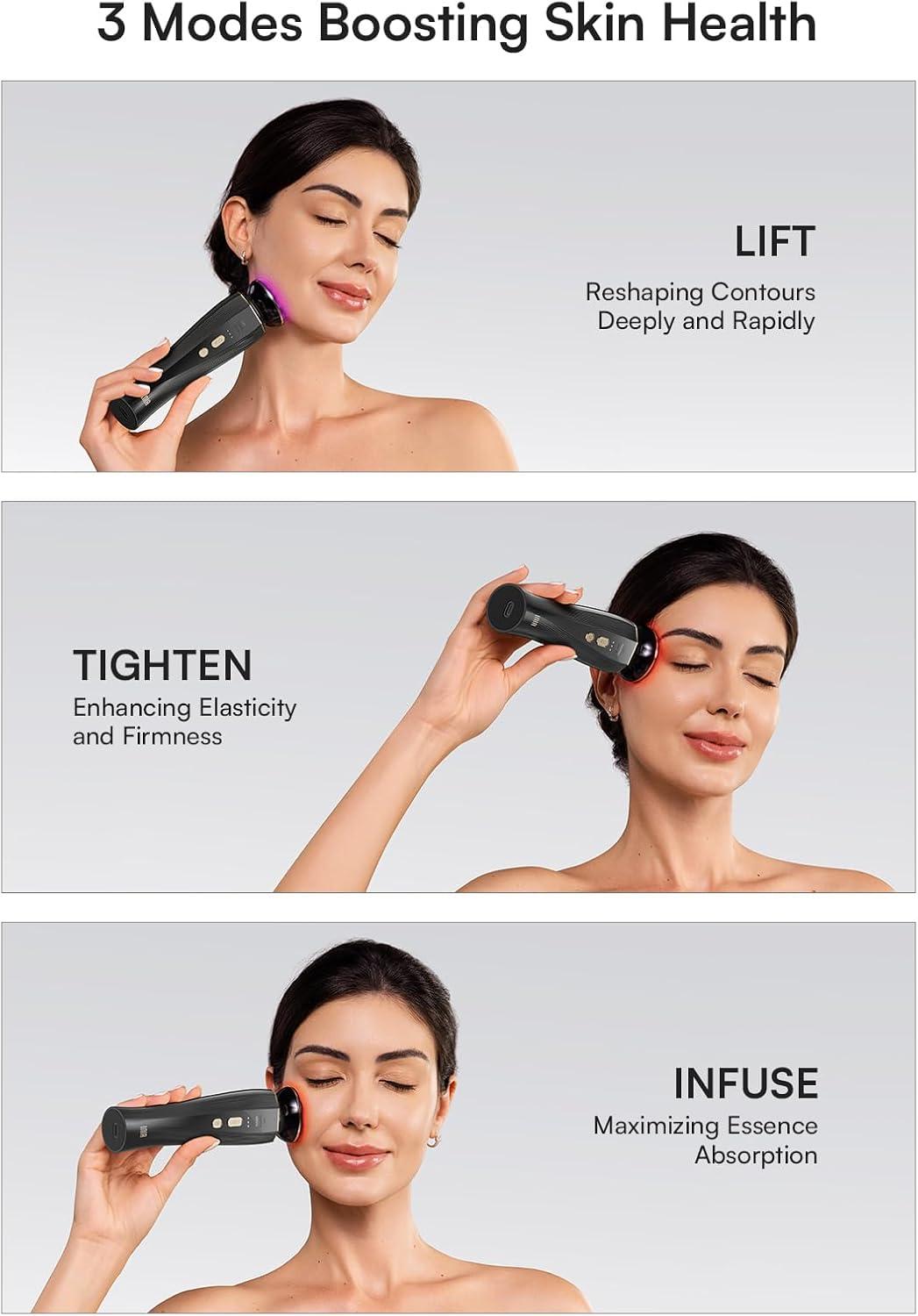 image:imageINIA 3in1 Skin Tightening Device True Beauty Glow Facial Massager Red Light Therapy for Face and Neck