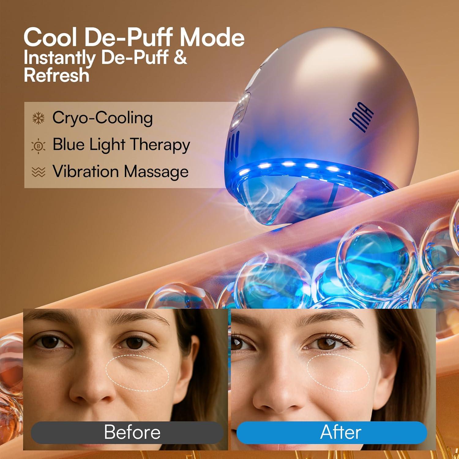 image:imageINIA 7in1 Red Light Therapy for Face and Neck Gua Sha Facial Massager Tool Device with Thermal and Cryo Mode for Puffiness amp Firming Skincare Tool