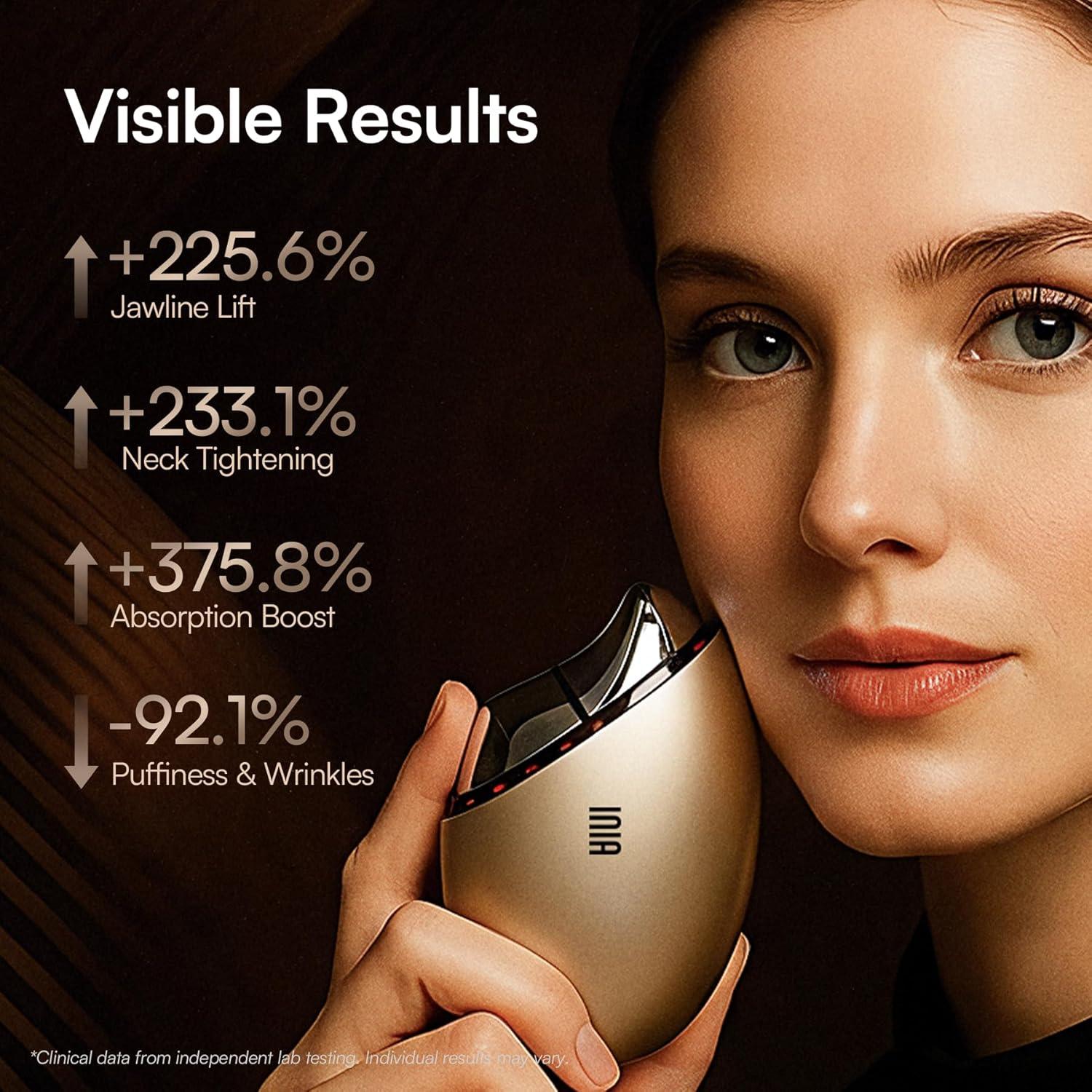 image:imageINIA 7in1 Red Light Therapy for Face and Neck Gua Sha Facial Massager Tool Device with Thermal and Cryo Mode for Puffiness amp Firming Skincare Tool