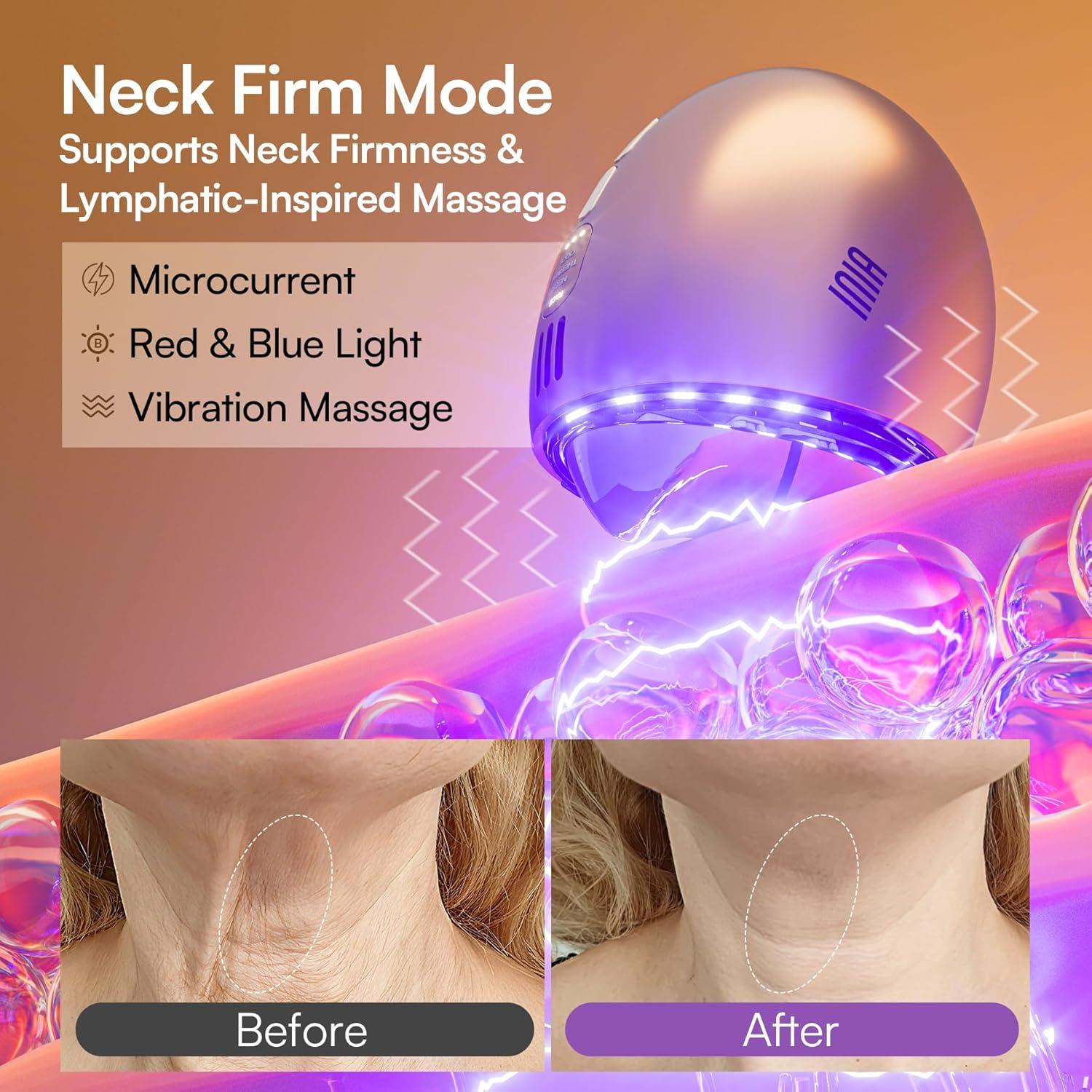 image:imageINIA 7in1 Red Light Therapy for Face and Neck Gua Sha Facial Massager Tool Device with Thermal and Cryo Mode for Puffiness amp Firming Skincare Tool