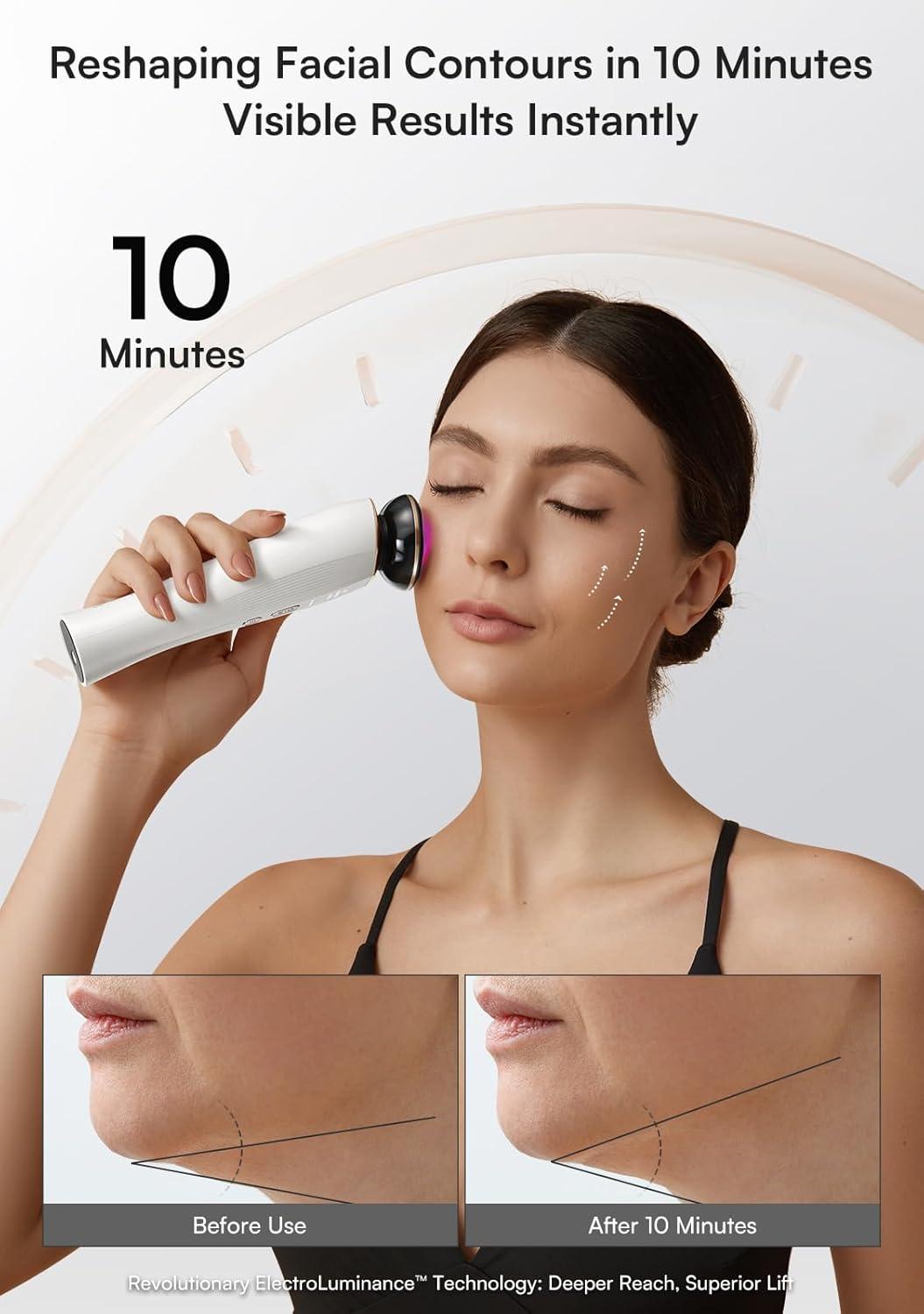 image:imageINIA 3in1 Skin Tightening Device True Beauty Glow Facial Massager Red Light Therapy for Face and NeckWhite