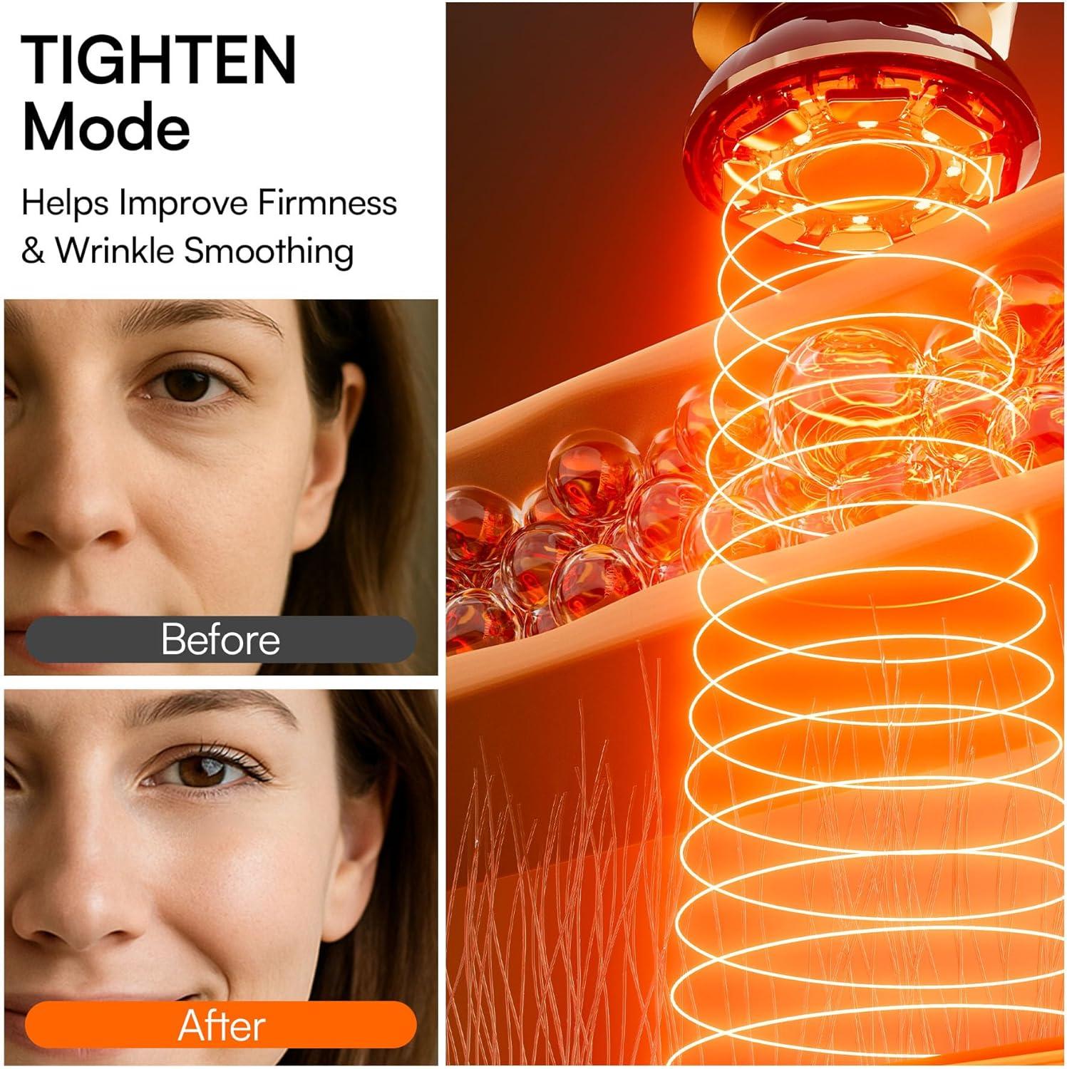 image:imageINIA Flare 3in1 Microcurrent Facial Device Red Light Therapy for Face and Neck Massager Tool with Heat amp Vibration for Skincare Puffiness Firming SmoothingRose Champagne