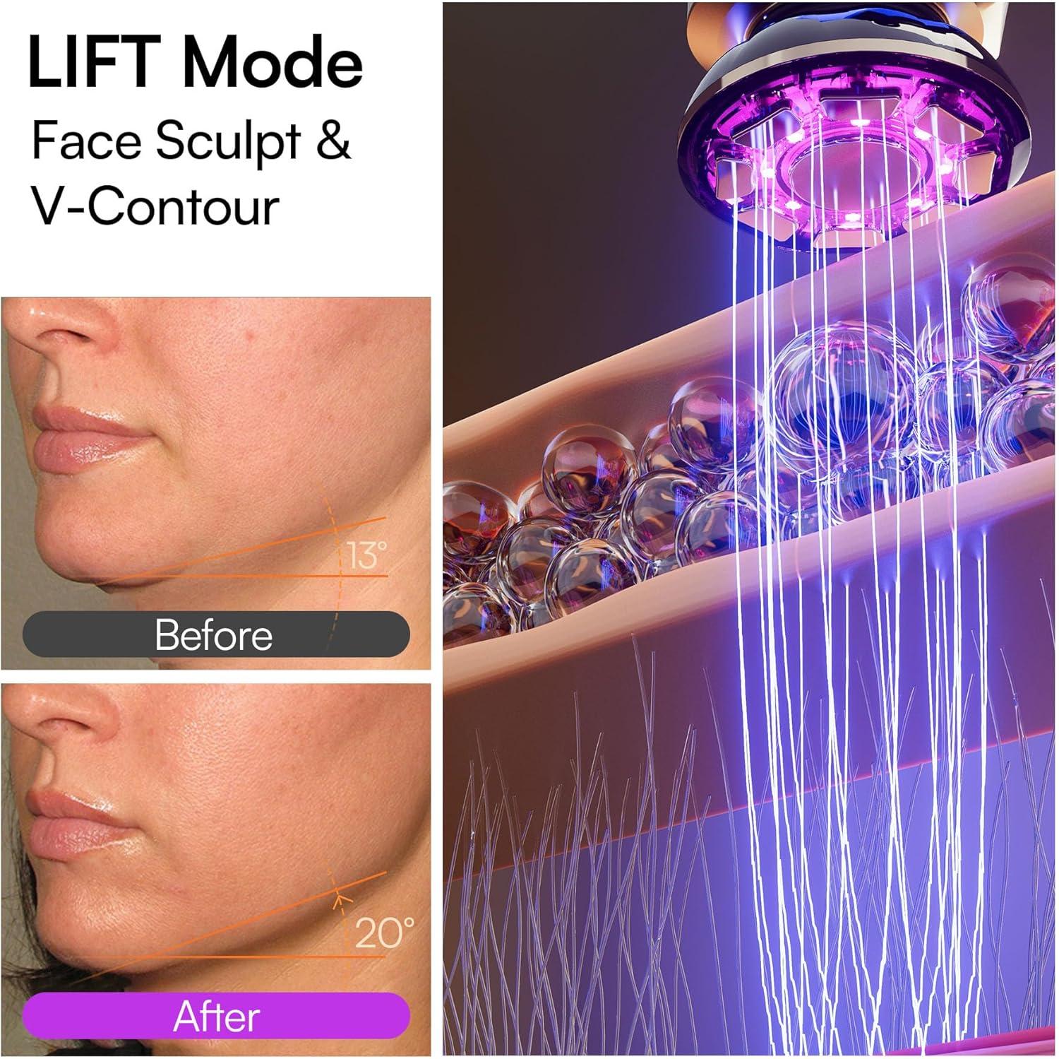 image:imageINIA Flare 3in1 Microcurrent Facial Device Red Light Therapy for Face and Neck Massager Tool with Heat amp Vibration for Skincare Puffiness Firming SmoothingRose Champagne