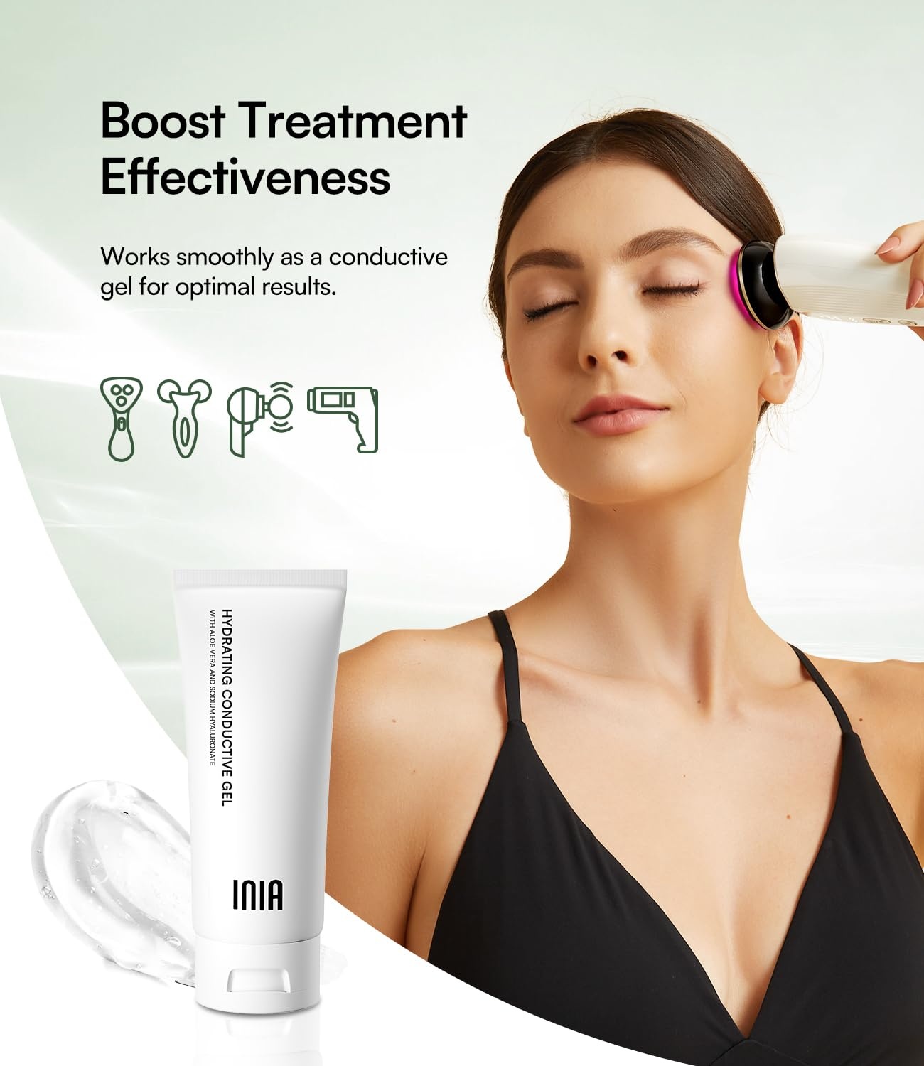 image:imageINIA Microcurrent Conductive Gel for Facial and Body Skin Care Machines Hydrating Gel Primer with Hyaluronic Acid for Women and Men 211 Fl Oz1056 Fl Oz Pack of 1